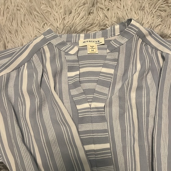 Monteau Blue and White Striped Flowy Dress - Picture 2 of 3